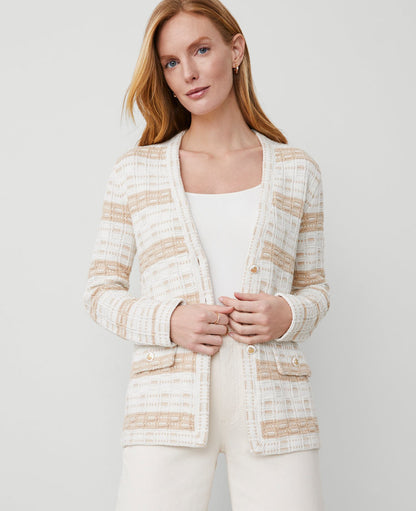 Striped Tweed Sweater Jacket
