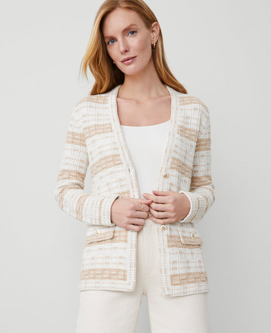 Striped Tweed Sweater Jacket
