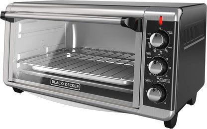 BLACK+DECKER 8-Slice Extra Wide Convection Toaster Oven, TO3250XSB, Fits 9"x13" Oven Pans and 12" Pizza, Stainless Steel/Black