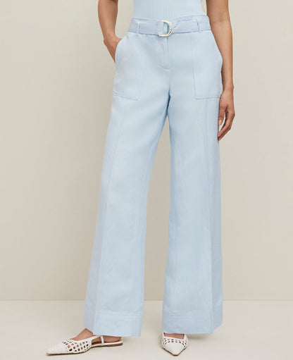 The Belted Wide-Leg Pant in Linen Blend
