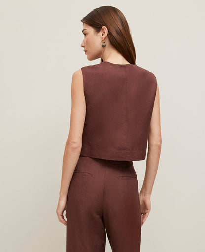 Linen Blend Patch Pocket Vest