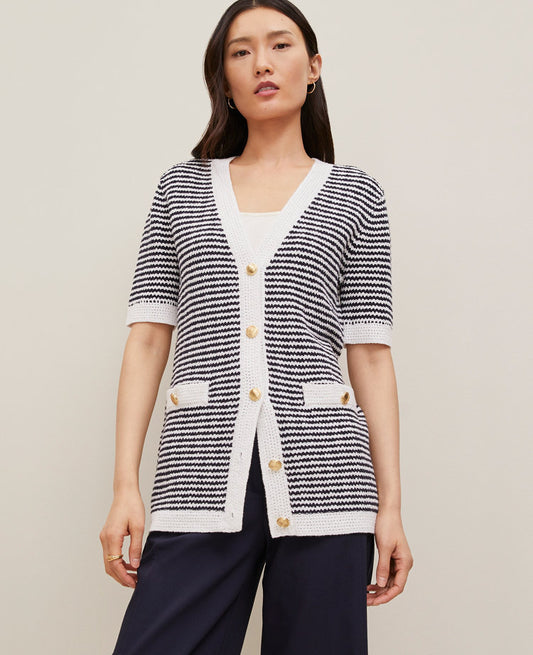 Striped Long Sweater Jacket