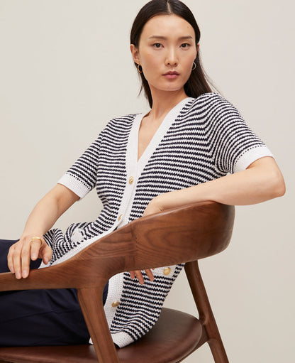 Striped Long Sweater Jacket
