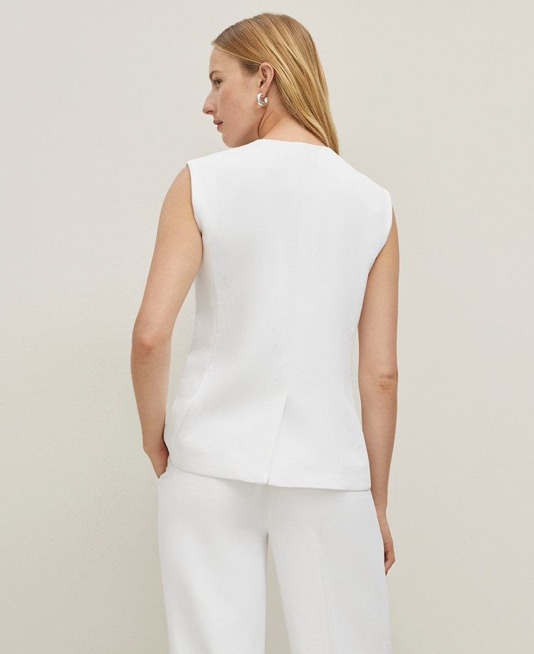 Crinkle Crepe V-Neck Vest