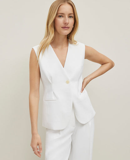 Crinkle Crepe V-Neck Vest