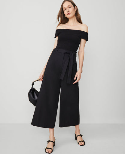 The Belted Cropped Palazzo Pant in Poplin