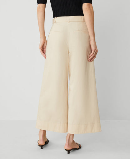 The Belted Cropped Palazzo Pant in Poplin