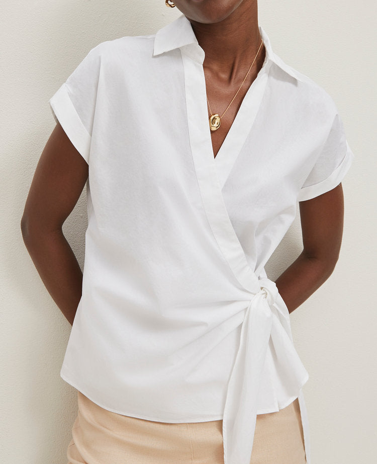 Collared Tie Waist Top
