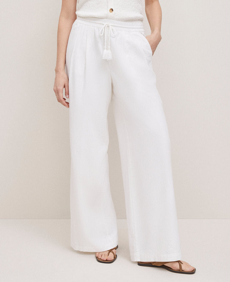 Weekend Collection Pull On Wide Leg Pant in Linen Blend