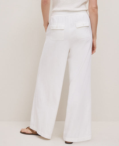 Weekend Collection Pull On Wide Leg Pant in Linen Blend