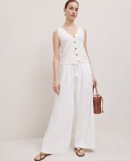 Weekend Collection Pull On Wide Leg Pant in Linen Blend