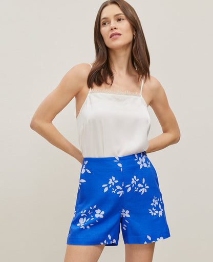 The Side-Zip Short in Floral Linen Blend