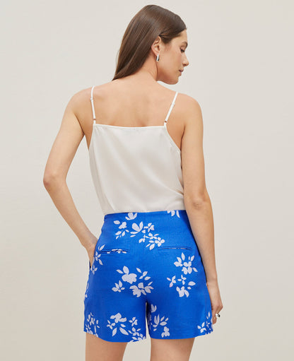 The Side-Zip Short in Floral Linen Blend