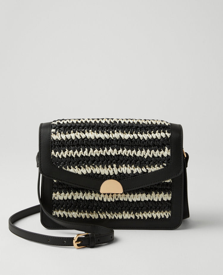 Weekend Collection Striped Raffia Crossbody Bag