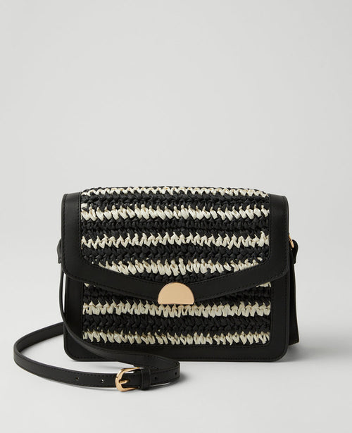 Weekend Collection Striped Raffia Crossbody Bag