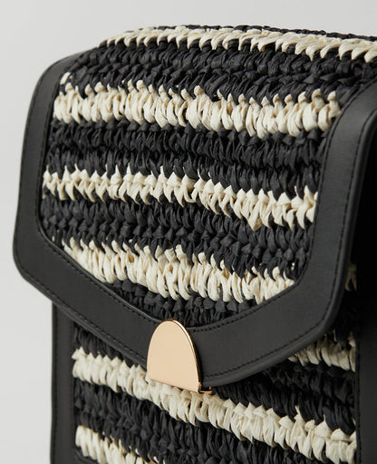 Weekend Collection Striped Raffia Crossbody Bag