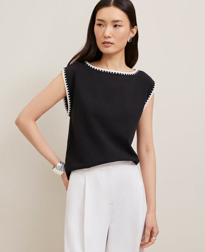 Crochet Trim Sleeveless Top