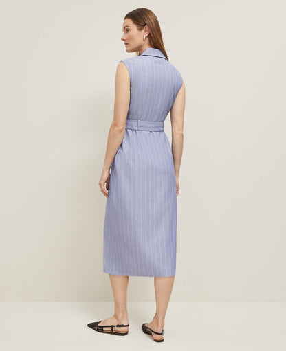 The Belted Blazer Wrap Dress in Pinstripe