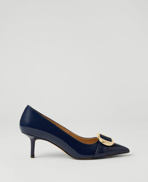 Pointy Toe Patent Buckle Pumps