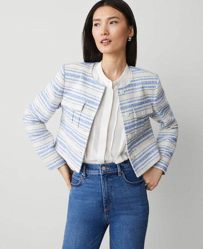 Striped Tweed Cropped Jacket