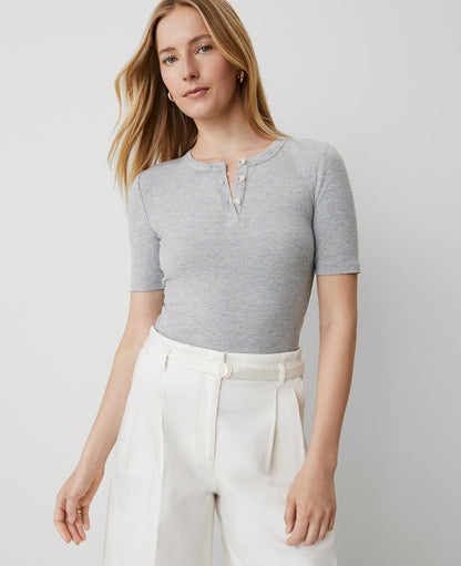 Weekend Collection Ribbed Henley Tee