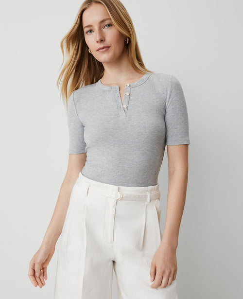 Weekend Collection Ribbed Henley Tee