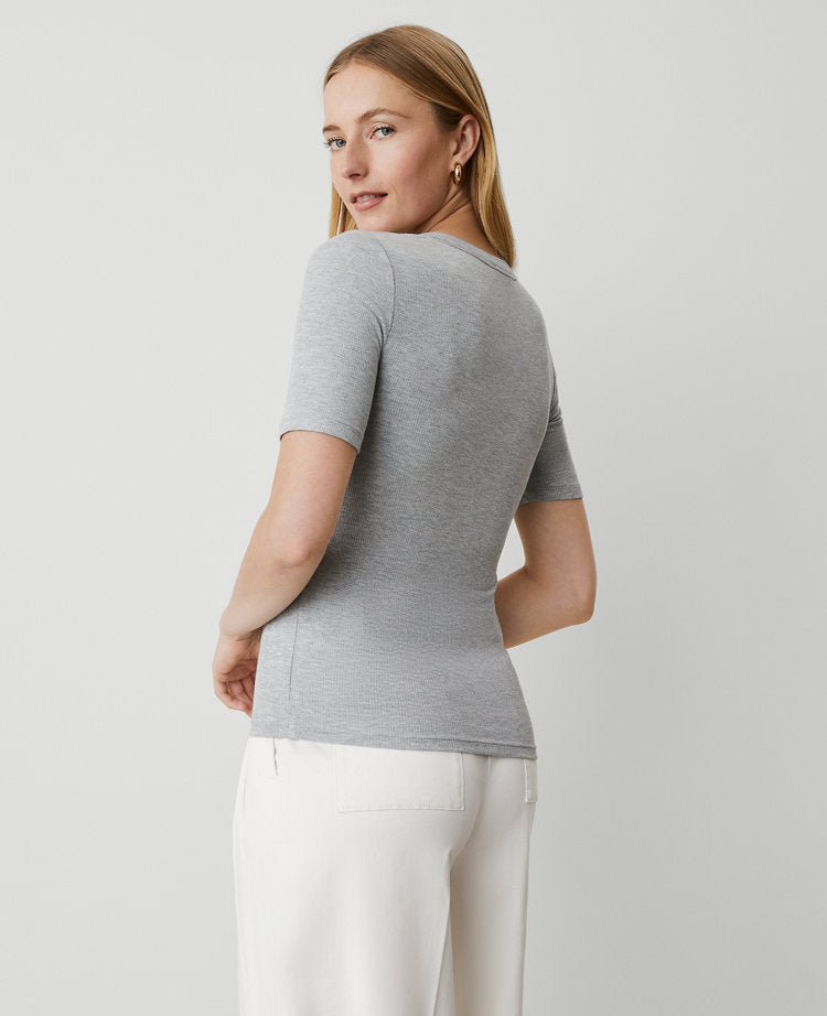 Weekend Collection Ribbed Henley Tee