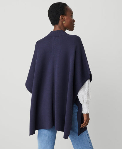 Button Mock Neck Poncho