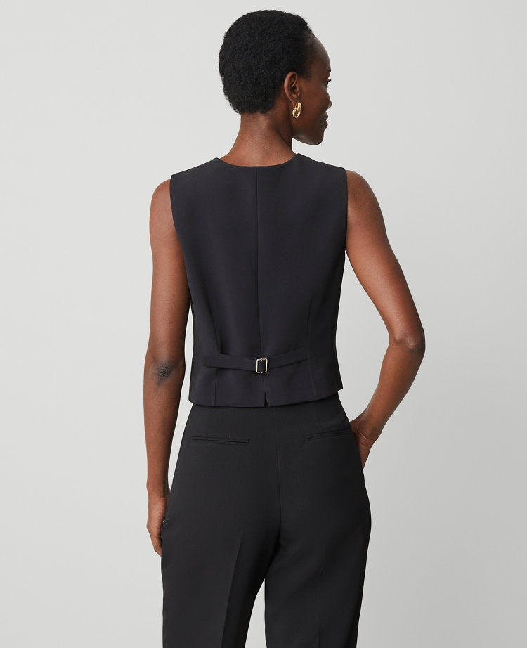 The Cropped Vest in Fluid Crepe