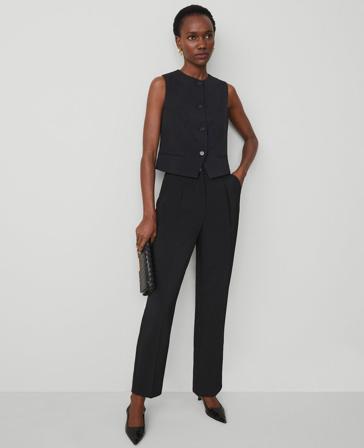 The Cropped Vest in Fluid Crepe