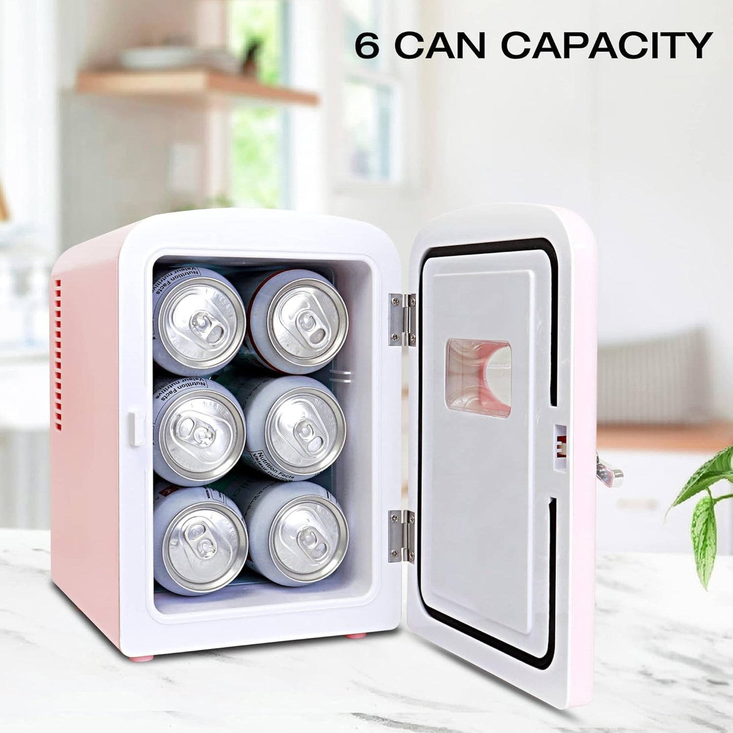 Coca-Cola Classic Coke Bottle 4L Mini Fridge w/ 12V DC and 110V AC Cords, 6 Can Portable Cooler, Personal Travel Refrigerator for Snacks Lunch Drinks Cosmetics, Desk Home Office Dorm, Red