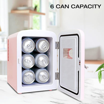 Coca-Cola Classic Coke Bottle 4L Mini Fridge w/ 12V DC and 110V AC Cords, 6 Can Portable Cooler, Personal Travel Refrigerator for Snacks Lunch Drinks Cosmetics, Desk Home Office Dorm, Red