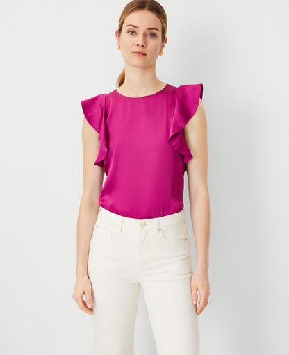 Petite Ruffle Shoulder Top