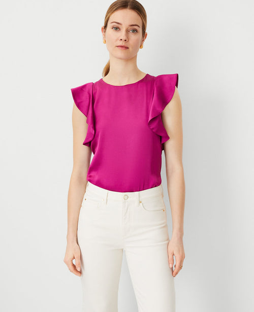 Petite Ruffle Shoulder Top