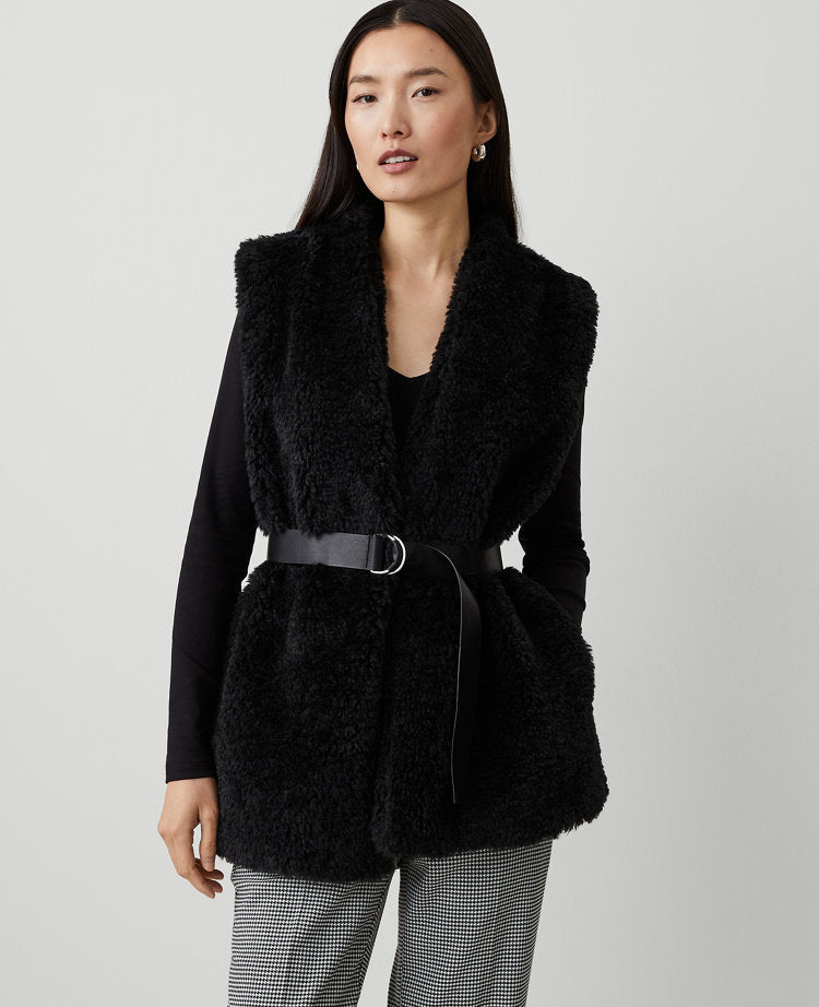 Faux Fur Belted Vest