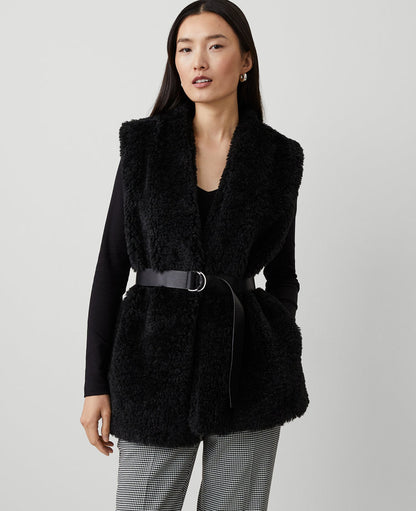 Faux Fur Belted Vest