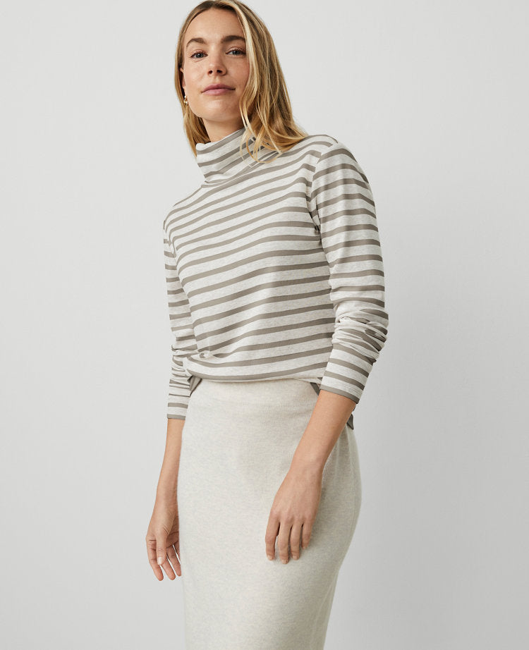 Weekend Collection Striped Turtleneck Top