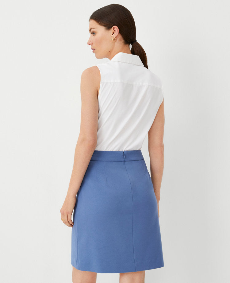 The Petite Seamed Short A-Line Skirt in Seasonless Stretch