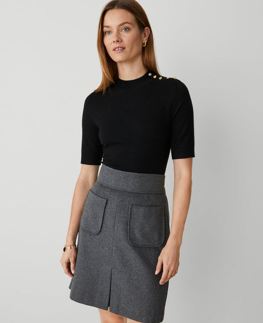 Essential Button Mock Neck Sweater Tee