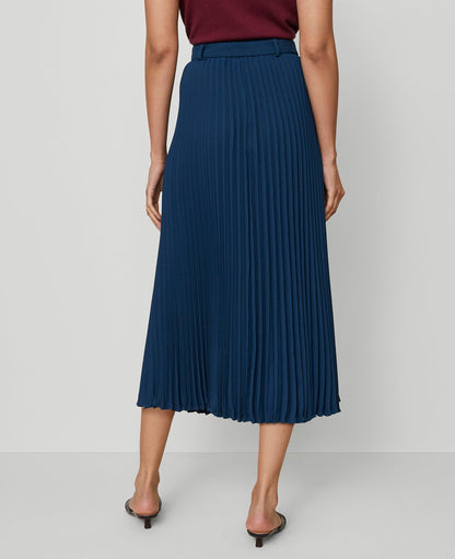 Belted Pleated Midi Skirt