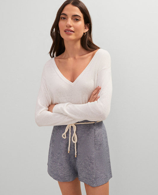 Weekend Collection Linen Blend V-Neck Sweater
