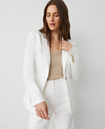 The One-Button Blazer in Herringbone Linen Blend