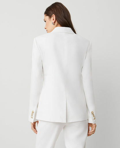 The One-Button Blazer in Herringbone Linen Blend