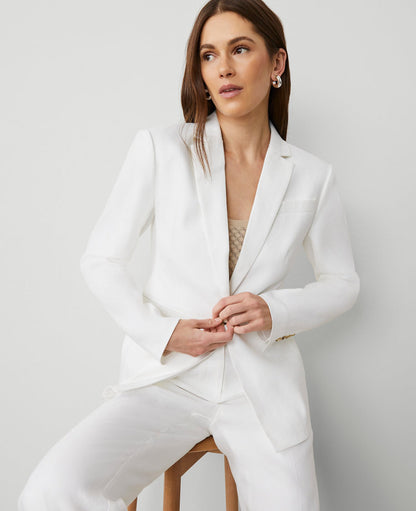 The One-Button Blazer in Herringbone Linen Blend