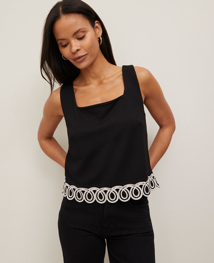 Scalloped Ponte Tank Top