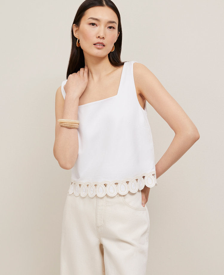 Scalloped Ponte Tank Top
