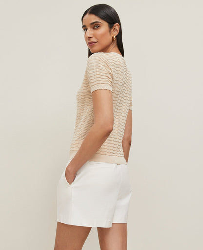 Wavy Stitch Scalloped Sweater Tee