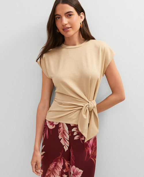 Metallic Tie Waist Tee