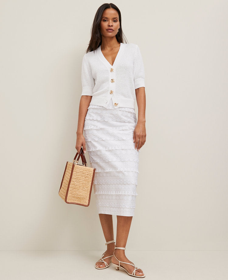 Embroidered Column Midi Skirt