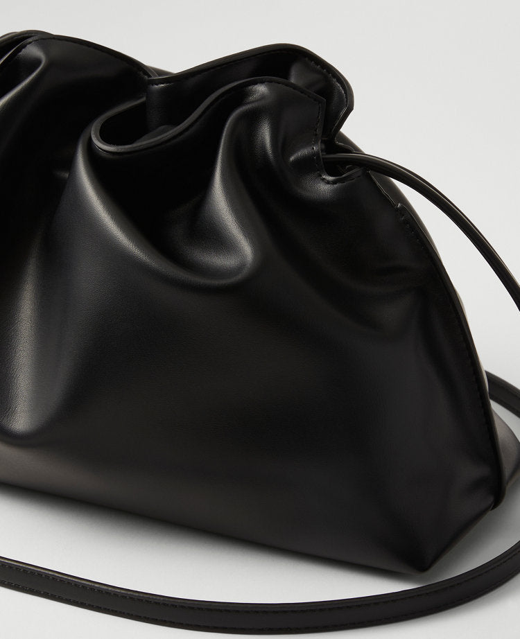 Drawstring Faux Leather Clutch Bag